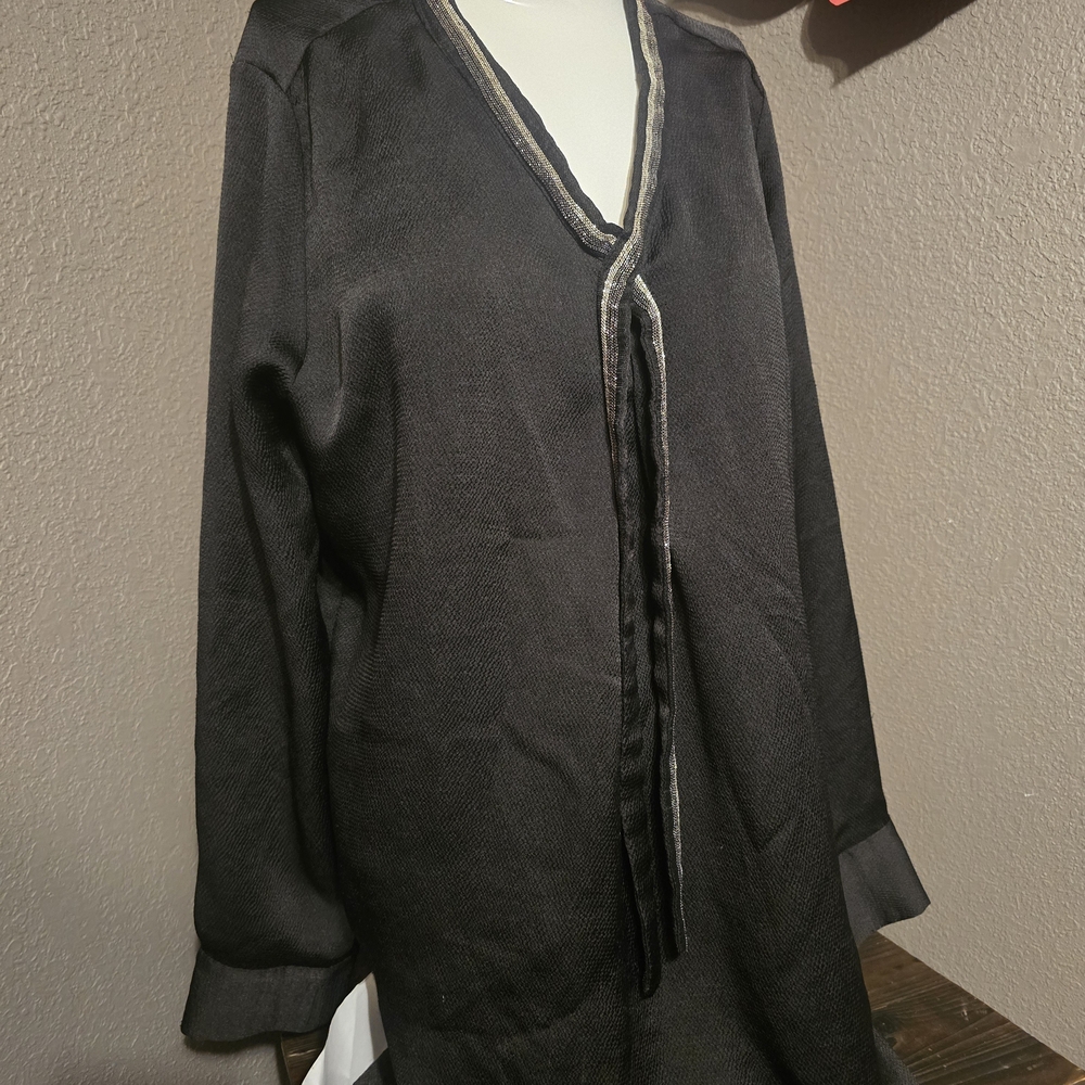 Chico's Black Open-Front Blazer with Silver Trim